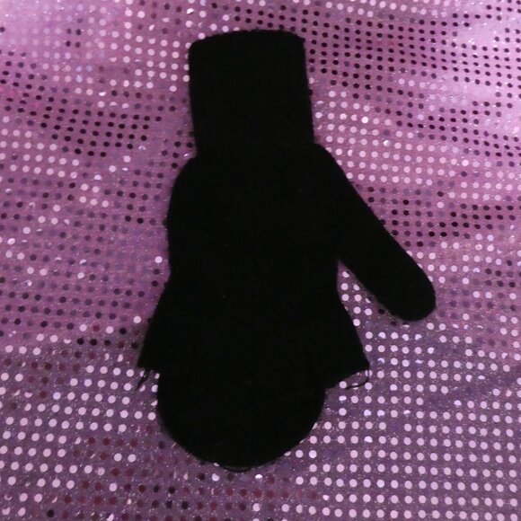 Solid Black Flip Mitt With Button Secure Tabs - Picture 5 of 11